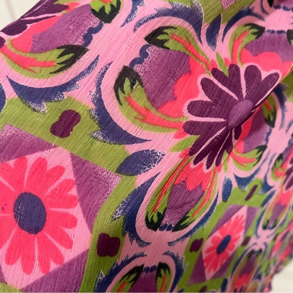 Y2K Pink and Green Floral and Denim Babydoll Halter Dress - Picture 3 of 9